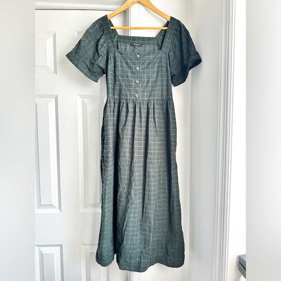 Madewell Square Neck Corduroy Midi Dress in Windowpane - Picture 2 of 6